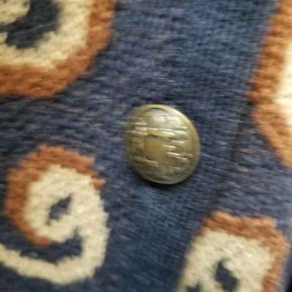 Pendleton Wool Navy Tan Brown Swirl Print Button Up Cardigan  L - Picture 9 of 11